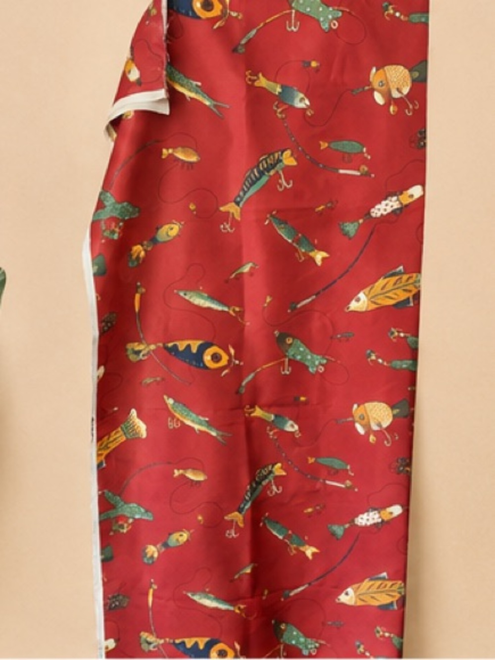 Red Fishing Lure Print Fabric - Picture 3 of 3